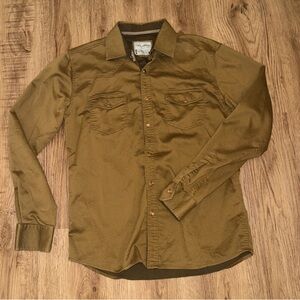 Outlander Craft Flow Western Shirt Mens M Brown Twill Pearl Snap Long Sleeve